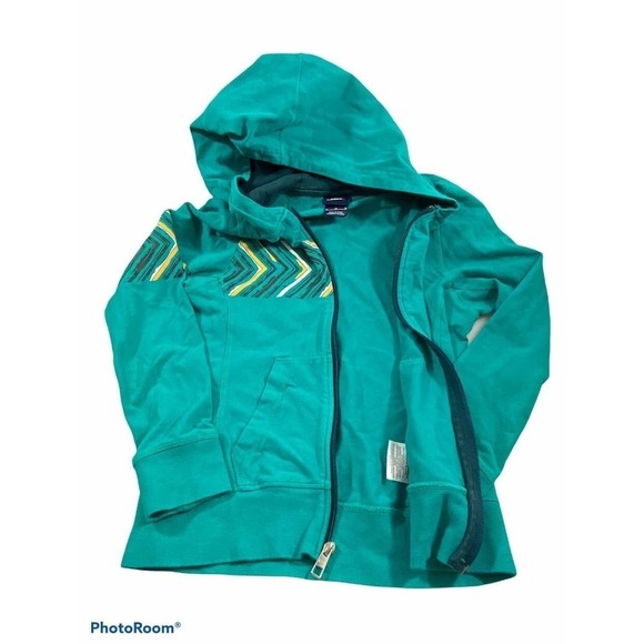 Nike Hoodie Green Zip Girls Boys Size M Green with Asymmetric Graphic - Picture 5 of 9